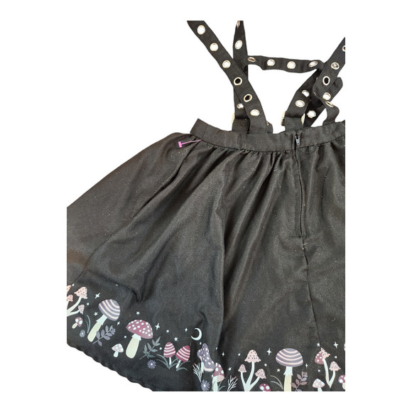 HotTopics sz small Mushroom border grommet suspender skirt black goth grudge - Picture 7 of 14